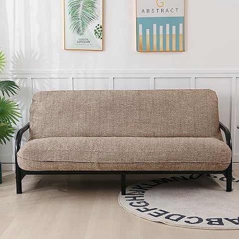 OctoRose Twin Size 3 Side Zipper Upholstery Thick Linen Camel Futon Cover Slipcover Sofa DayBed Mattress Cover Couch Protector (Cover ONLY) (Linen-Camel, Twin Size) Cover