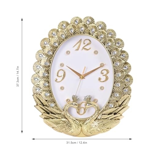 Horloge murale paon silencieuse decorative salon 37cm - 3