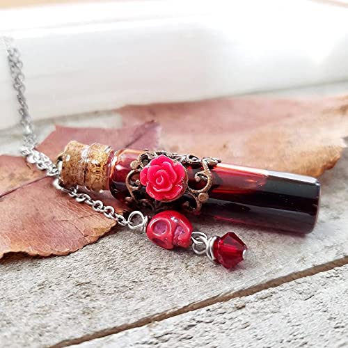 Gothic Blood vial bottle necklace - Wanderlust Hearts Original Design