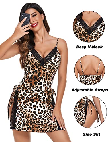 Avidlove Sexy Lingerie For Women Leopard Womens Nightgown Lace Women Sleepwear(Leopard-A,L) #TOP5
