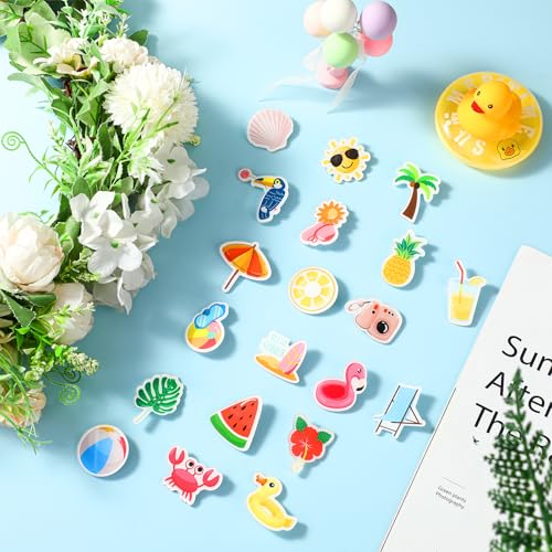 Image of 120 Pcs Summer Beach Pins Bulk Lapel Acrylic Pin Women Backpack Brooch Colorful Pins Gifts for Party Decoration