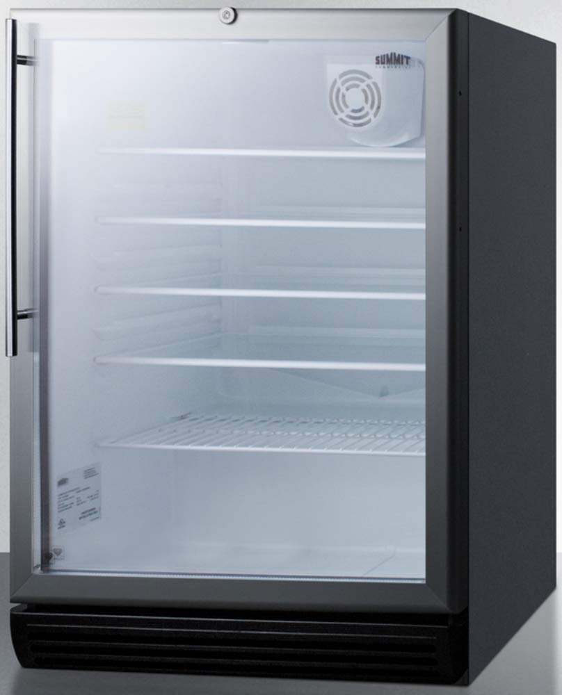 Summit Scr600bglhvada 24 Inch 5.5 Cu. Ft. Capacity Freestanding Glass Door Beverage Center With Lock,4 Shelves,ADA Compliant,Cfc Free,Commercially Approved, Factory Installed Lock In Stainless Steel on Fridge.com - View 2