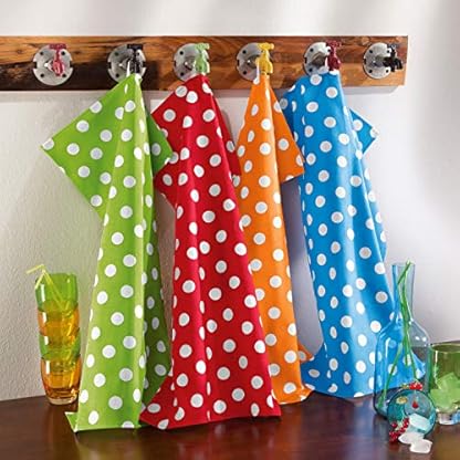 Erwin Müller Geschirrtuch, Geschirrtücher, Küchentuch - 4er-Pack - 4er-Set - saugstark, strapazierfähig, 100% Baumwolle, farbenfroh bunt, grün - rot - orange - blau, gepunktet - Größe 50x70 cm – Bild 3