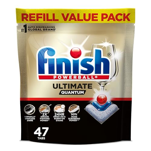Image of Finish Ultimate Quantum Dishwasher Pods, New & Improved Formula, Dishwasher Detergent Dish Soap, Removes Burnt-On & Dried-On Stain, Degreasing & Scrubbing Power, Fresh Scent, 47 Count