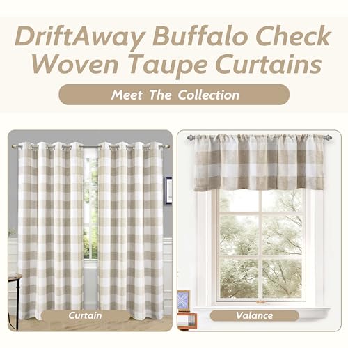 Driftaway CHECK5096TAUPE Buffalo Plaid Check Curtains Woven Plaid Pattern Lined Blackout Thermal Insulated Window Curtain Grommet 2 Layers 2 Panels 52 Inch thumb #7