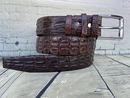 Genuine Black and Brown crocodile Hornback leather Belts buckle for men, real Alligator Men's belt, strap width 1.57"=4cm3