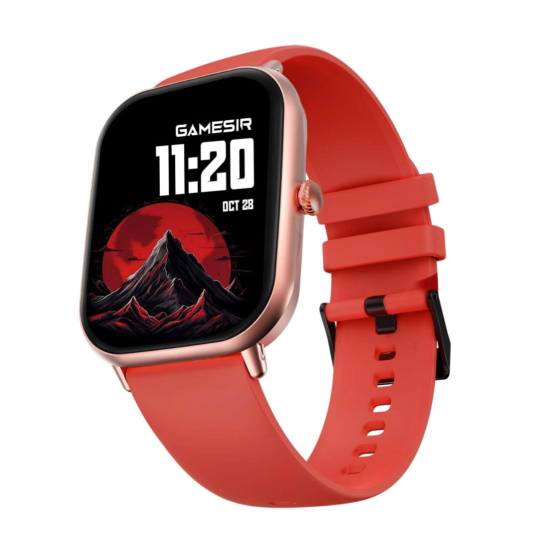 GameSir H18 Pro Smartwatch with Long Battery Life, 2.01″ High-Resolution Screen, Bluetooth Calling, IP68 Waterproof, TFT Display, Luxury Design for Men & Women (Red)