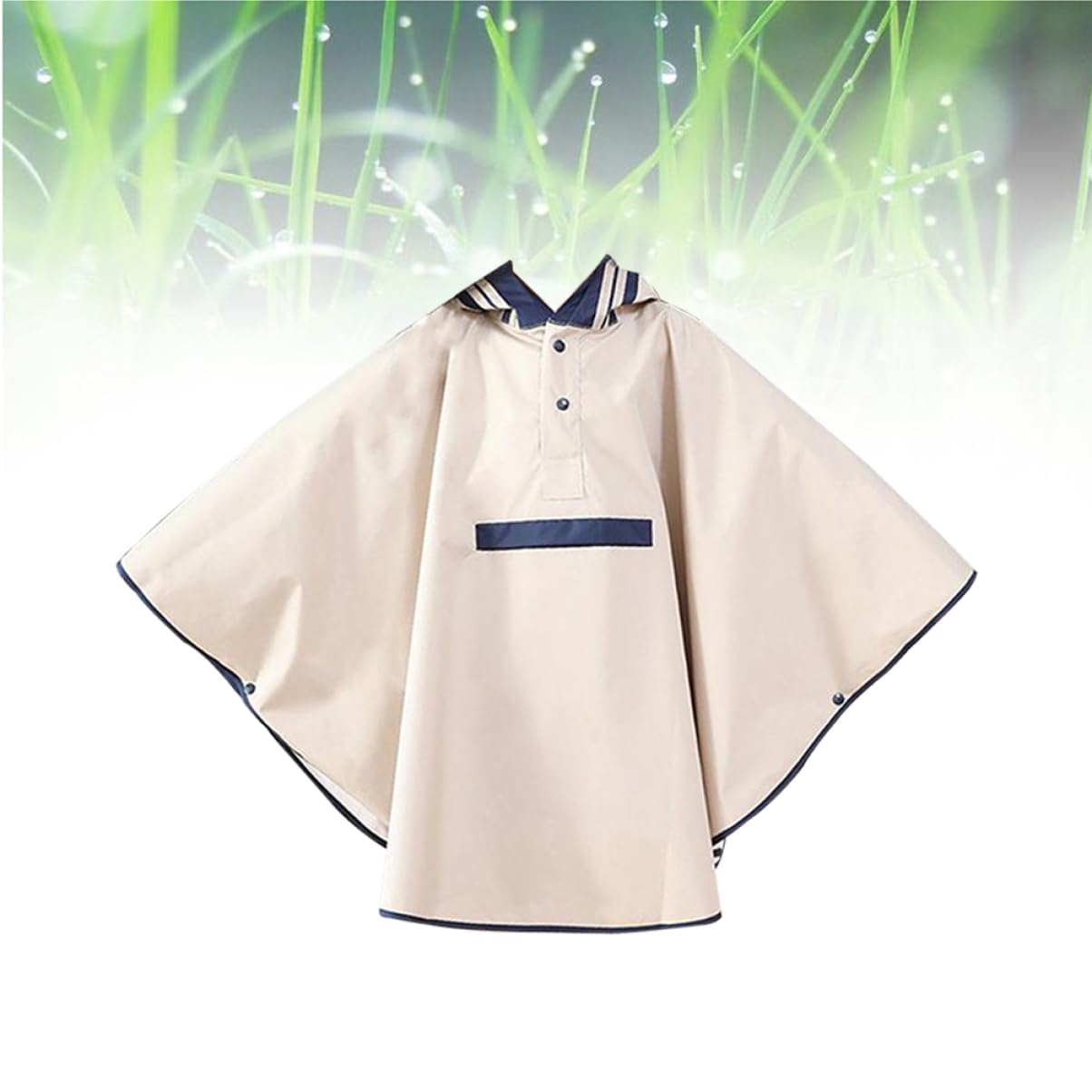 COLLBATH Mantellina Pioggia Ragazzi Beige Taglia in Nylon Pvc | Cappuccio Integrato, Leggera per Uso Quotidiano e Festival, Stile Elegante e Simpatico