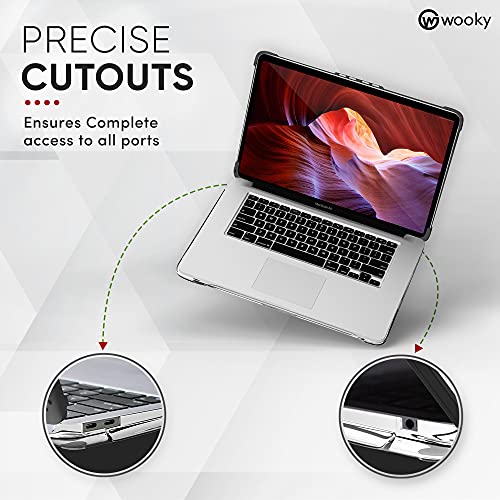 Image of WOOKY MacBook Air M1 13.3 inch Shockproof 360 Degree PC + TPU Protection Plastic Hard Shell Flip Cover Case for MacBook Air A1932 A2179 A2337 (13.3 inch) - Black Clear