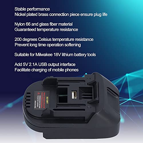 Adaptador de Bateria 18V, Desempenho Estável, Resistência à Temperatura de até 200 ° C, Saída USB 5V