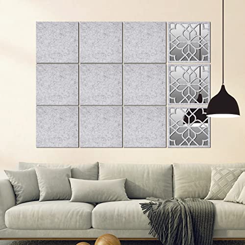 12 Pack Self-adhesive Acoustic Panel with Mirrors, 12' X 12' X...