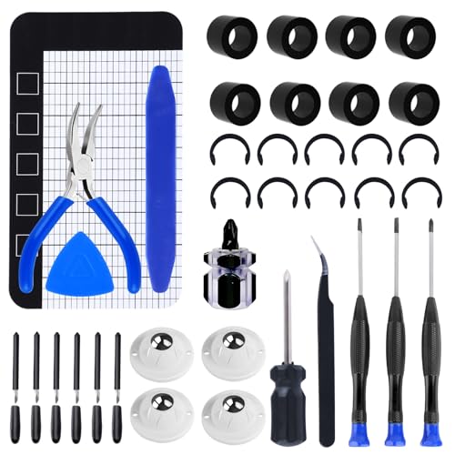 37-Pack Rubber Roller Replacement Set for Cricut Maker/Maker 3 with Blades & Silent Casters Anti-Slip Retaining Clips Kit Prevents Roller Movement Complete Maintenance Accessories
