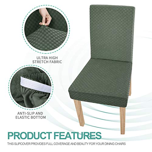 Yemyhom 2 Packs Latest Checkered Dining Chair Slipcover Parsons Chair Furniture Protector Stretch Chair Covers For Dining Room, Restaurant, Kitchen, Party (Army Green) #TOP3