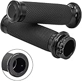 Benlari Black Hand Grips 1 Inch Motorcycle Handlebar Grips Cable Throttle Compatible with Harley Davidson Sportster Touring Dyna Softail 883 1200