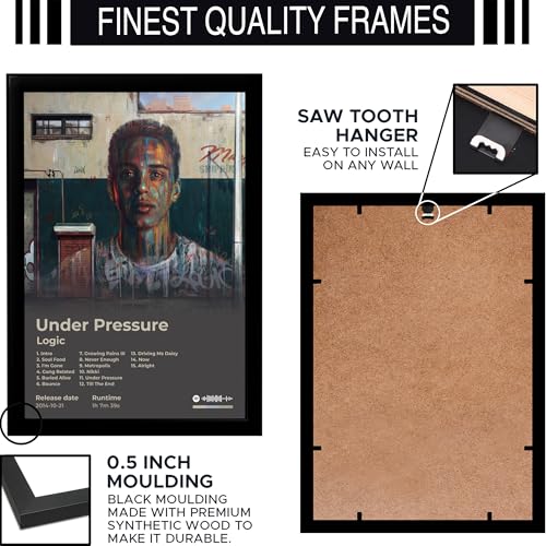 Image of BLINKART logic - Under Pressure Wall Photo Frames | Wall Art for Bedroom, Living Room, Studio or Office | Album Cover Print with Spotify Song Link QR Code | Gift for Fans - 8x12 In