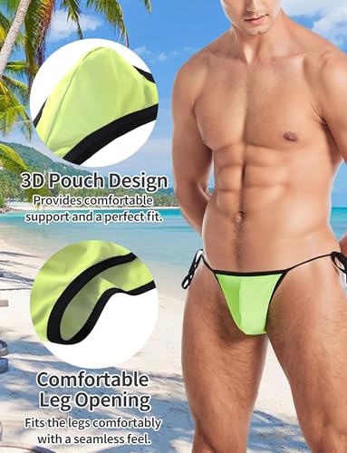 FEOYA Men’s Swim Briefs Low Rise Swimsuit Bikini Quick Dry Swimwear Thongs Side Tie4
