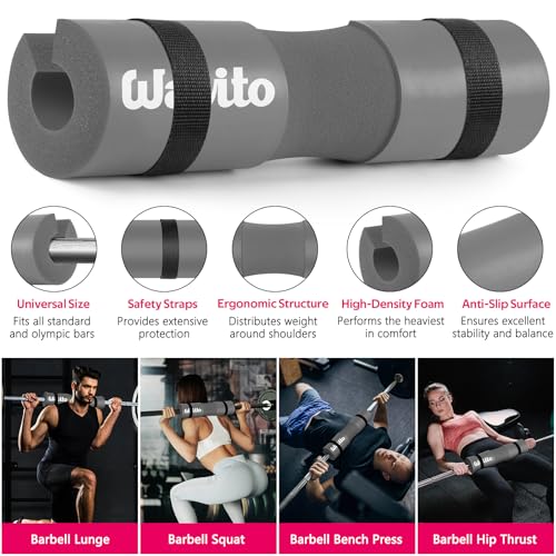 Image of WALITO 8Pcs Barbell Pad Set for Hip Thrust - Squat Pad,Gym Accessories for Women with Bar Bad,Bench Press, with Gym Ankle Straps,Resistance Bands for Working Out,Lifting Strap,Carry Bag