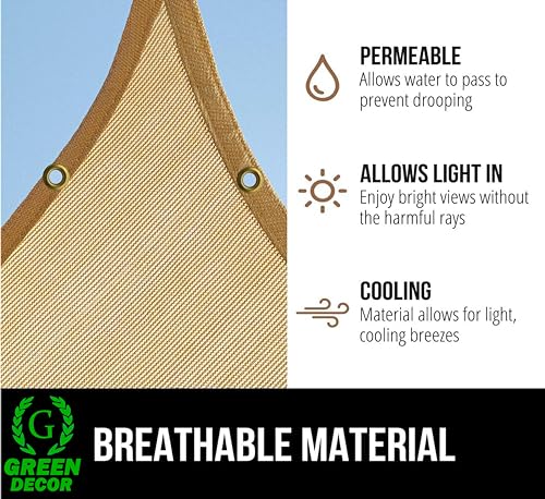 Image of HDPE Fabric Self Fold with SS Eyelet Sun Shade Sails 85-90% Protection from Sun & UV Rays Ideal for CarParking,Outdoor Garden,Balcony, Patio,Tent(Beige Color, 9.5 X 5 Feet) Pack of 1 Pc