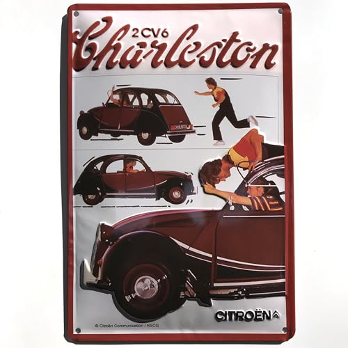 IETS15034RB Plaque métal relief 30x20 cm Citroën Citroën 2 CV Charleston Produit sous licence officielle et/ou design exclusif, Métalisé