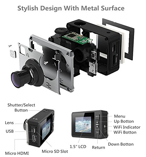 ThiEYE Action Cam HD Actionkamera Wifi 12MP 1080P 30fps Sport Kamera 1.5 Zoll 40M Wasserdichte Helmkamera mit 1000mAh… – Bild 3