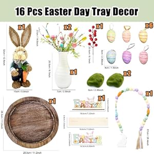 Trayincluded16pcseasterdaydecorsetbunnyfigurineartificialspringflowerseggsornamentsbeadgarlandtabledecorationswithtrayrusticfarmhousecenterpiecefortablehomeblue Urban Country Home Decor Tray included 16 pcs easter day decor set bunny figurine artificial spring flowers eggs ornaments bead garland table decorations with tray rustic farmhouse centerpiece for table home blue urban country home decor