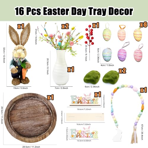 Trayincluded16pcseasterdaydecorsetbunnyfigurineartificialspringflowerseggsornamentsbeadgarlandtabledecorationswithtrayrusticfarmhousecenterpiecefortablehomeblue Urban Country Home Decor Tray included 16 pcs easter day decor set bunny figurine artificial spring flowers eggs ornaments bead garland table decorations with tray rustic farmhouse centerpiece for table home blue urban country home decor
