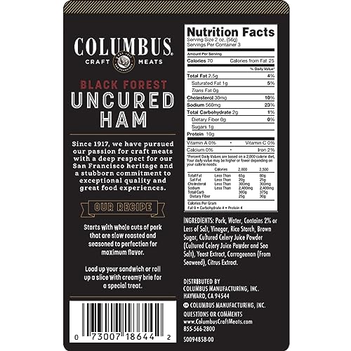 Columbus Sliced Uncured Applewood Smoked Ham 6 Oz