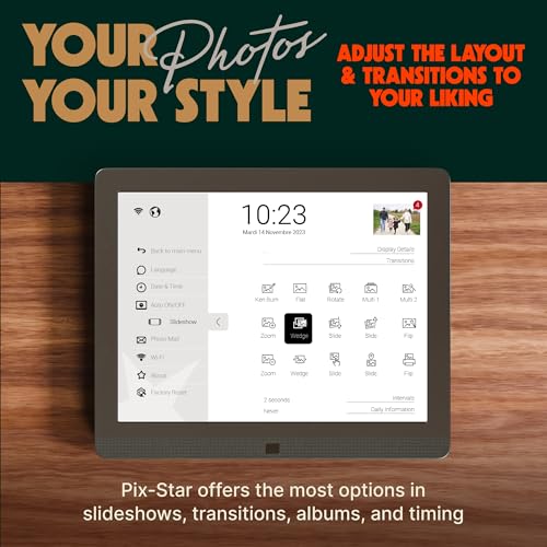 Image of Pix-Star 10 Inch Wi-Fi Cloud Digital Picture Frame with IPS high Resolution Display, Email, iPhone iOS and Android app, DLNA and Motion Sensor (Black)