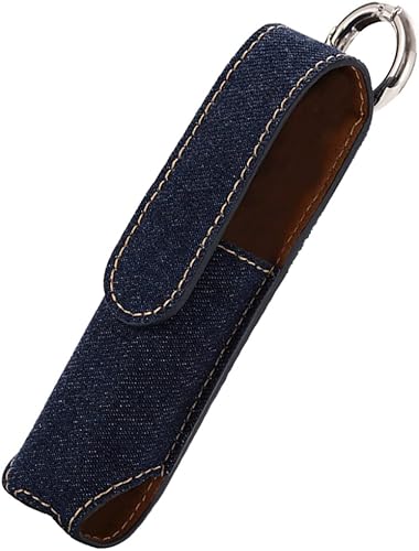 1 bolsa de cuero delgada para cigarrillos portátil para funda, soporte azul oscuro, estuche de viaje S. Suministros bolsa de día de San Valentín,