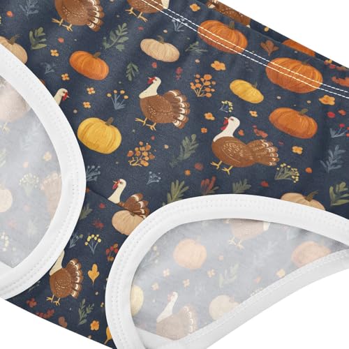 Girls Underwear Soft Cotton Thanksgiving Turkey Pumpkin Kids Panties in Sizes 2/3t, 4t, 5t, 6 and 84