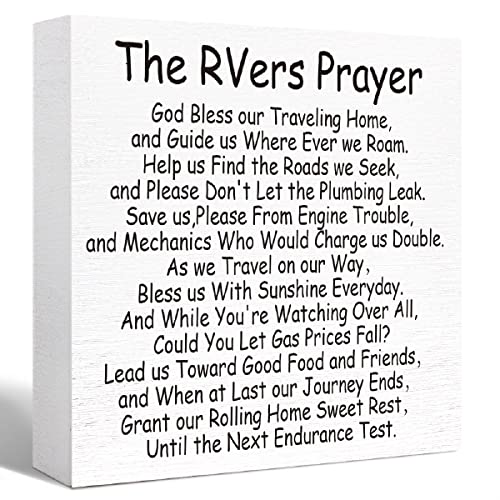 The RV Prayer Sign Wood Block,Funny RV Decor for Camper...