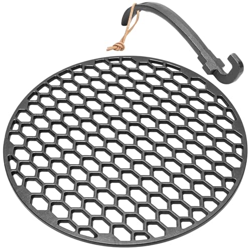 KEESHA Grill Grate for Weber 22 Inch Kettle Grill with Grate Lifter, 21.5' Premium Heavy-Duty Cast Iron Replacement Insert for Weber 8835 for Premium Honeycomb Prismatic Sear Marks