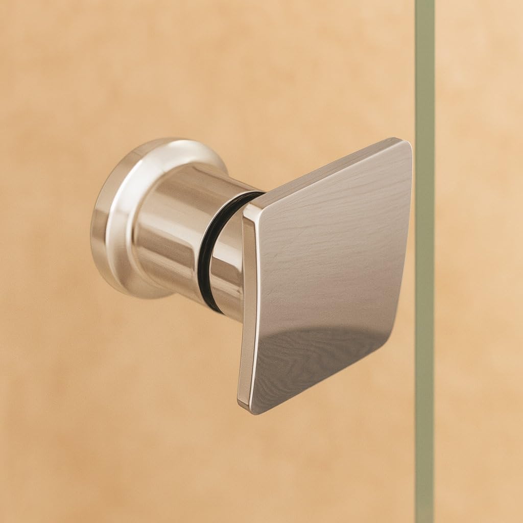 SOULHOME Mampara de ducha ABATIBLE Reversible CROMO Ancho 65-68 cm H 200 cm | Puerta Abatible 180 Grados, Sin Perfil Inferior, Vidrio transparente de seguridad 6mm, tratamiento antical, Medida 65 cm