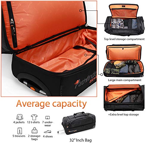 Pathfinder Gear 32 Inch Rolling Drop Bottom Duffel , Black, One Size