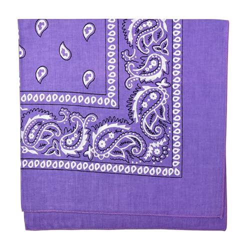Motique Accessories 22 Inch Cotton Paisley Bandana - Light Purple