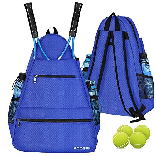 ACOSEN Tennis Bag Tennis Backpack - Large Tennis Bags for Women and Men to Hold Tennis Racket,Pickleball Paddles, Badminton Racquet, Squash Racquet,Balls and Other Accessories (Blue)