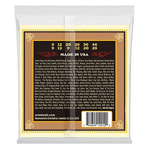 Ernie Ball Earthwood Cordes légères Bronze 80/20, pour guitare acoustique à 12 cordes, calibre 9-46 - Les Beatles, Paul McCartney, John Lennon, RIngo Starr, George Harrison Ernie Ball Earthwood Cordes légères Bronze 80/20, pour guitare acoustique à 12 cordes, calibre 9-46 – Image 3