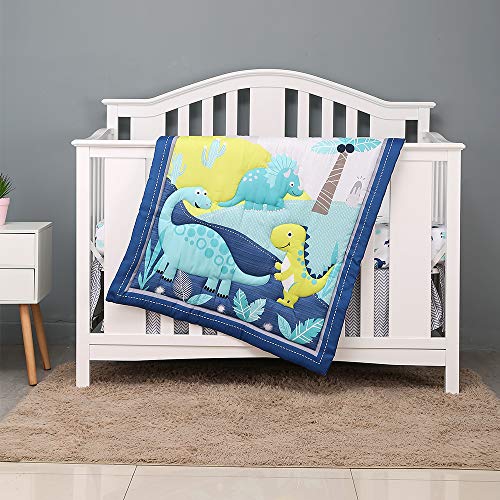 Image of UDYR Dinosaur Crib Bedding Set for Boys 3 pcs(Blue)