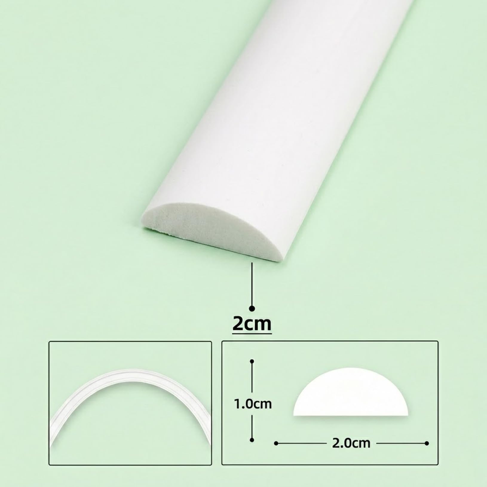 Elastyczna Listwa Ozdobna PVC 2cm/0.78“ Wąska DIY Listwa Dekoracyjna Do Malowania Wodoodporna Listwa Wykończeniowa Do Ścian, Sufitów, Szafek I Luster White,3M