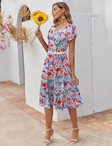Image of ZEAGOO Womens Casual Dresses for Summer Short Sleeve Flare Midi Dress Loose Flowy Beach Sundress