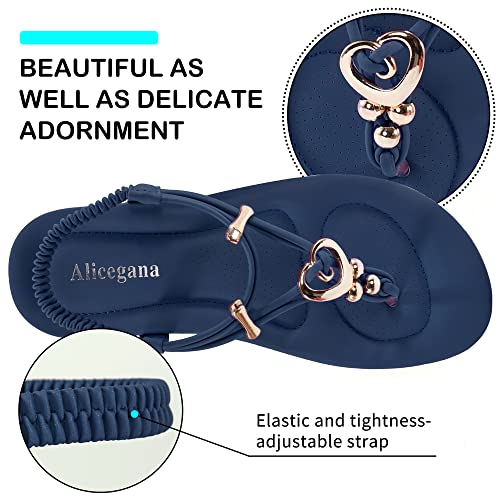Image of Alicegana Women's Summer Sandals Bohemian Beaded Ankle Walking Strap Casual Flip Flops Ladies Sexy Flats Comfortable Shoes