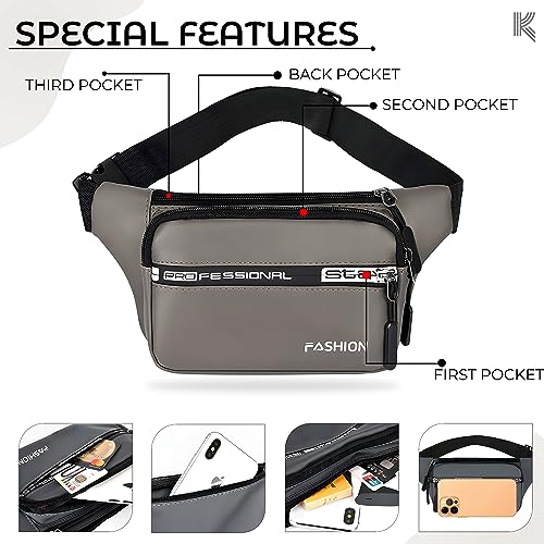 Image of Kraptick Premium Unisex Waist Bag for Men and Women - Stylish Fanny Pack, Hip Bag, Outdoor Waist Bag (Light Brown)