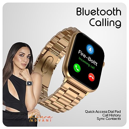 Image of Fire-Boltt Vogue Large 2.05 inch Display Smart Watch, Always On Display, Wireless Charging, App Based GPS with Bluetooth Calling & 500+ Watch Faces (Chain Rose Gold)