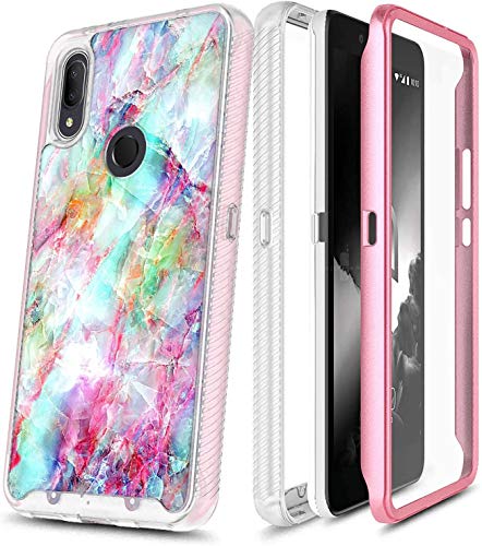 E-Began Case for Alcatel 3V (2019 Release, 6.7 inch), Full-Body Protective Rugged Matte Bumper Cover with Built-in Screen Protector, Marble Design, Shockproof Impact Resist Durable Phone Case -Fantasy