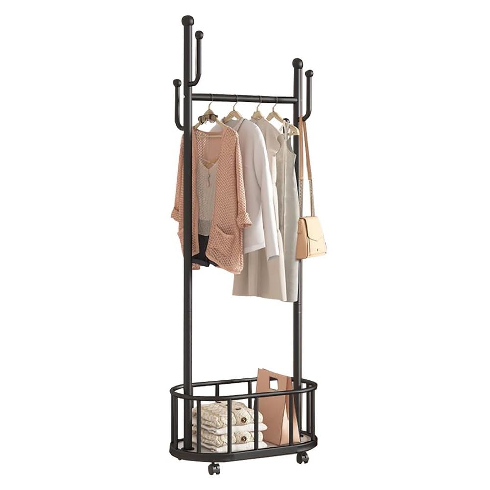 FGXHHS Heavy Duty Freestanding Metal Coat Rack with Storage Shelves and Hooks, 100kg Capacity, Ideal for Hallway Entryway Organization