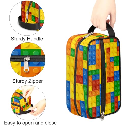 Colorful Building Blocks Travel Toiletry Bag for Kids, Waterproof Hanging Wash Bag Dopp Kit for Boys Shaving Bag for Toiletries Accessories3