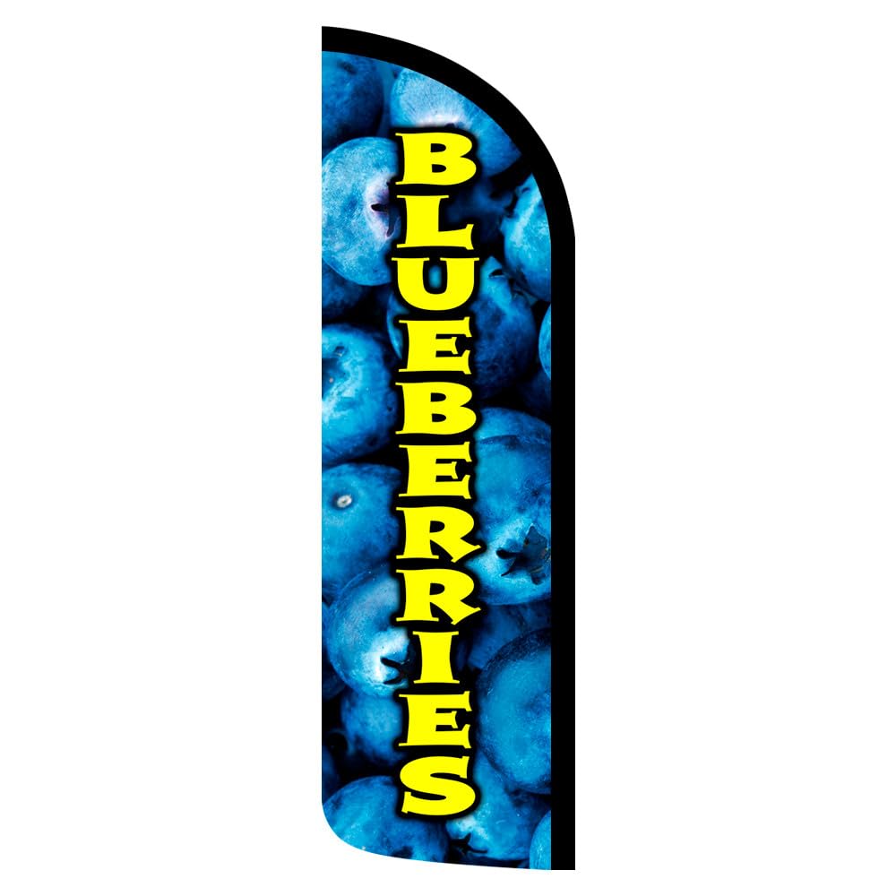 Vista Products Blueberries Premium Windless Polyknit Feather Flag (3 x 11.5 feet)