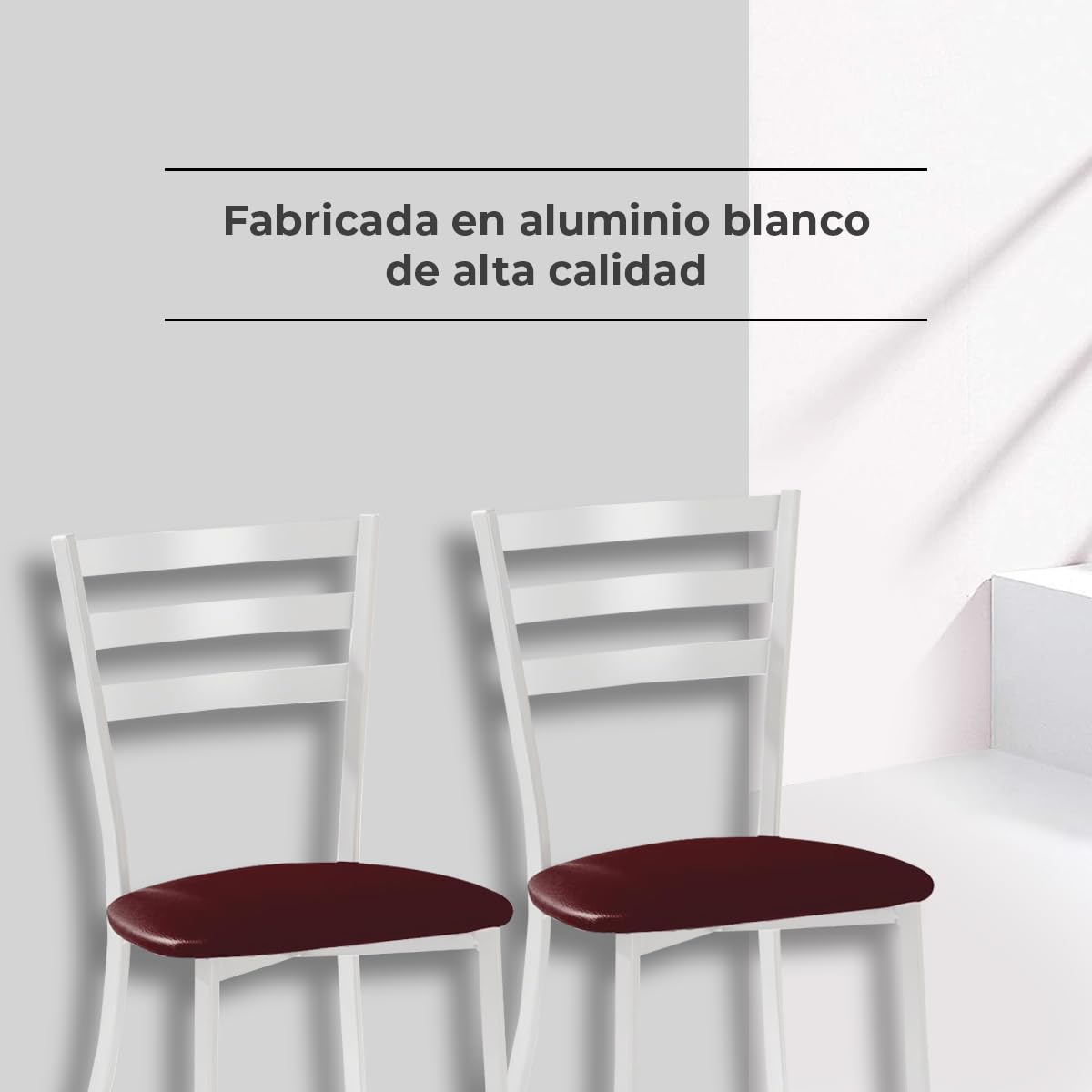 ASTIMESA SCMBLBU Due sedie da Cucina, Metallo Similpelle Alluminio, Bordeaux, Altura de asiento 45 CMS