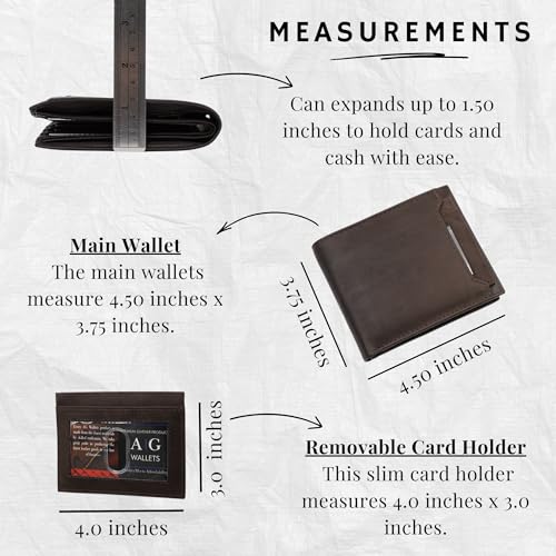 Image of AG Wallets Leather Wallet for Men - Sliding 2-in-1 Bifold Wallet with Removable Card Holder & RFID Protection - Premium Travel Wallet - Versatile & Functional Design - Brown