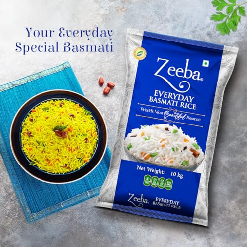 Image of Zeeba Everyday Basmati Rice 10 Kg, Perfect for Everyday Cooking (Cooked length upto 14mm*)